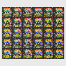 91ste verjaardag: vuurwerk, regenboogblik # "91" cadeaupapier