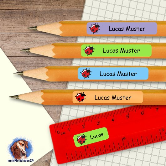 92 DIY Stifteaufkleber blau grün - Marienkäfer Rechthoekige Sticker