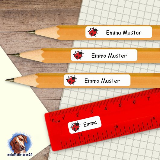 92 DIY Stifteaufkleber weiß - Marienkäfer Rechthoekige Sticker