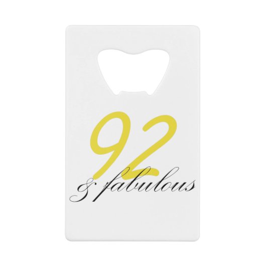 92 & Fabulous Creditkaart Flessenopener (Voorkant)