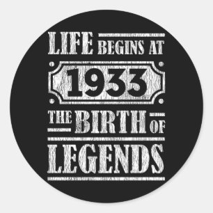 92 jaar oud 1933 Geboorte van de legende 92e verja Ronde Sticker