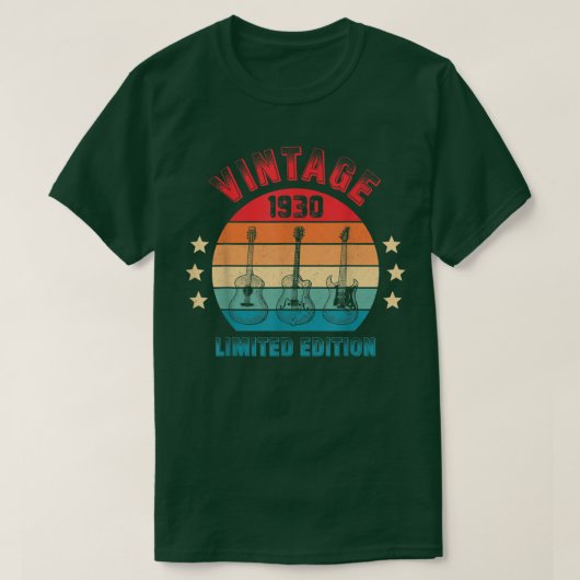 92 jaar oude 92e verjaardag  1930 Guitar Lov T-shirt (Design voorkant)