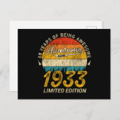 92 jaar oude Bday 1933 Geweldige 92e verjaardag ca Briefkaart (Voorkant / Achterkant)