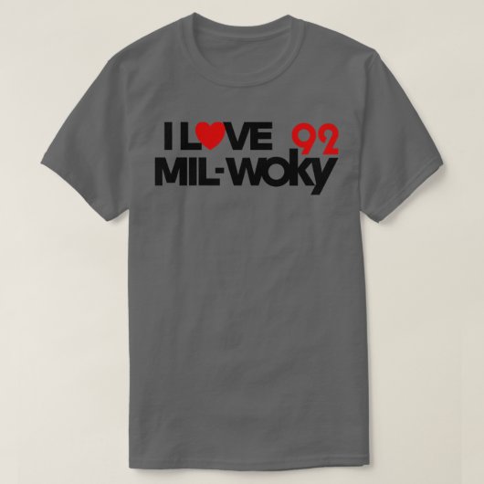 92 WOKY Love Milwaukee Gedestructeerd radiostation T-shirt (Design voorkant)