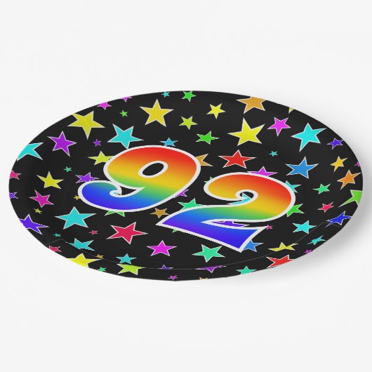 92e evenement: Vet, Fun, kleurrijke regenboog 92 Papieren Bordje (Gekanteld)