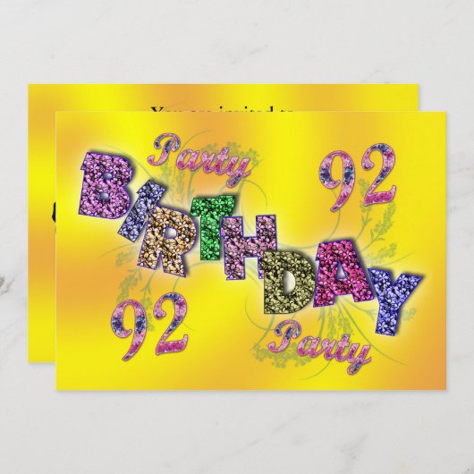 92e feestuitnodiging kaart (Voorkant / Achterkant)