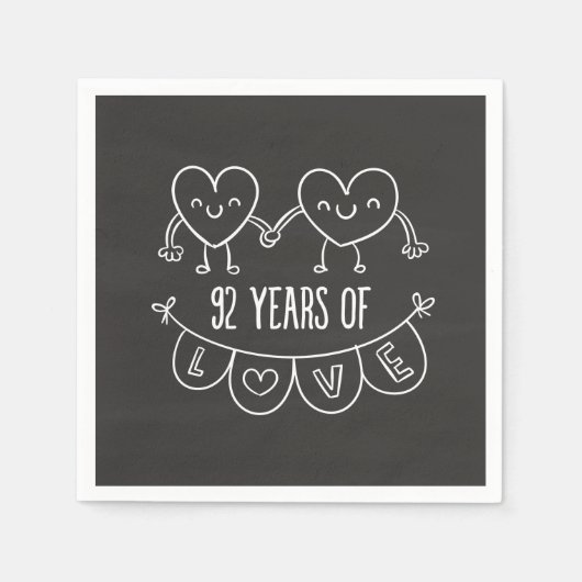 92e Jubileum Gift Chalk Hearts Servet (Voorkant)