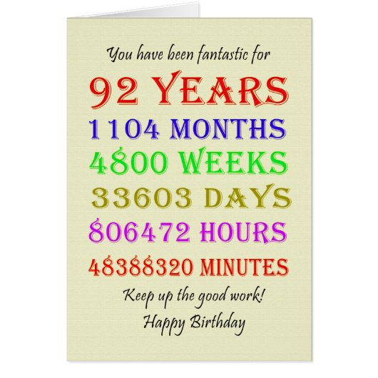 92e mijlpalen van de verjaardag (Voorkant)