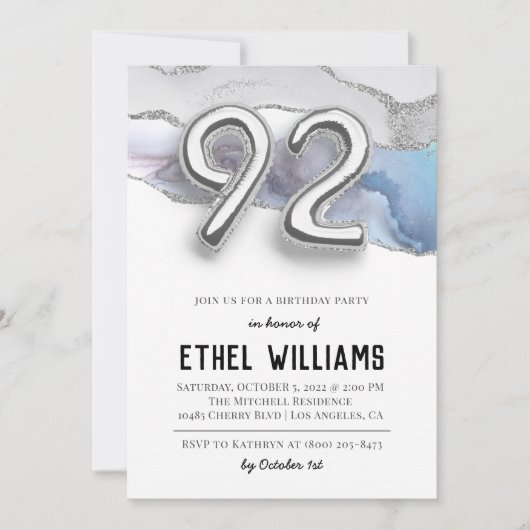 92e uitnodiging van de Birthday Party (Voorkant)