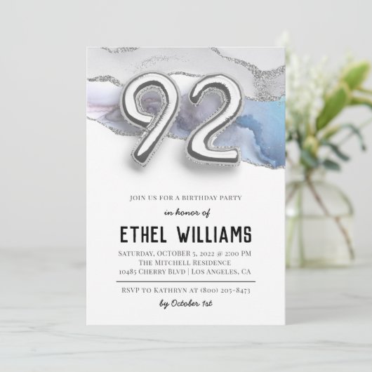 92e uitnodiging van de Birthday Party (Staand voorkant)