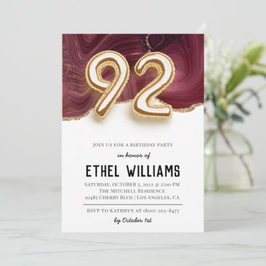 92e uitnodiging van de Birthday Party (Staand voorkant)