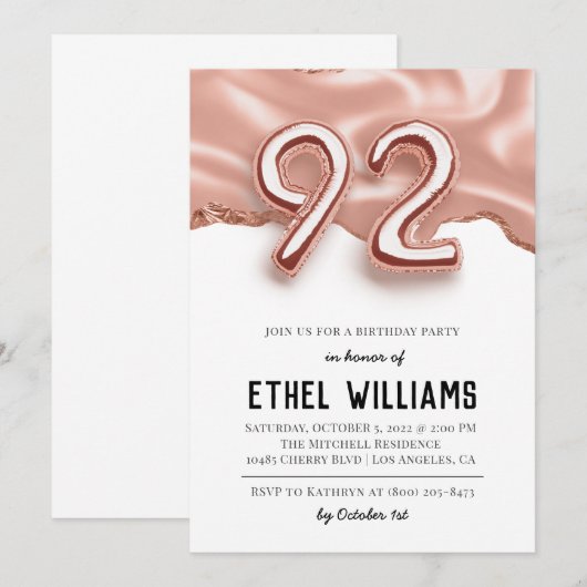 92e uitnodiging van de Birthday Party (Voorkant / Achterkant)