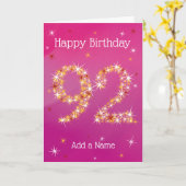 92e verjaardag - 92 in sterren - Roze/Paars - leef Kaart (Gele Bloem)