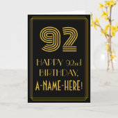 92e verjaardag: Art Deco Geïnspireerde look "92" e Kaart (Gele Bloem)