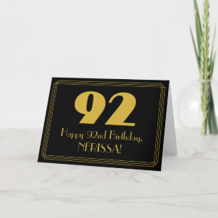 92e verjaardag: Art Deco Geïnspireerde look "92" e Kaart