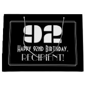 92e verjaardag ~ Art Deco geïnspireerde look "92" Groot Cadeauzakje (Voorkant)