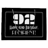 92e verjaardag ~ Art Deco geïnspireerde look "92"  Groot Cadeauzakje (Achterkant)