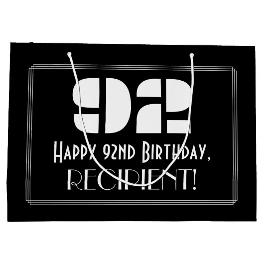 92e verjaardag ~ Art Deco geïnspireerde look "92" Groot Cadeauzakje (Achterkant)