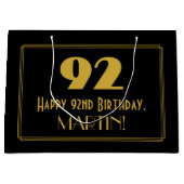 92e verjaardag — Art Deco Geïnspireerde look "92"  Groot Cadeauzakje (Voorkant)