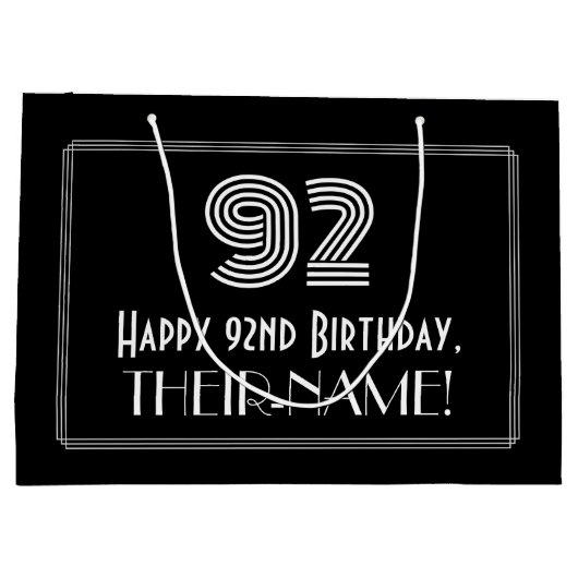 92e verjaardag — Art Deco Geïnspireerde look "92"  Groot Cadeauzakje (Achterkant)