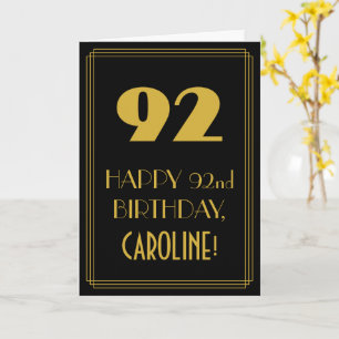 92e verjaardag - Art Deco Geïnspireerde look "92" Kaart