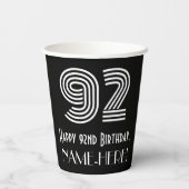 92e verjaardag — Art Deco Geïnspireerde look "92"  Papieren Bekers (Achterkant)