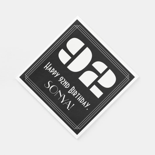 92e verjaardag: Art Deco Geïnspireerde look "92" + Servet (Hoek)