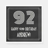 92e verjaardag: Art Deco Geïnspireerde look "92" + Servet (Voorkant)