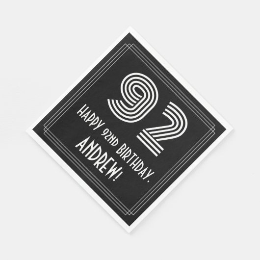 92e verjaardag: Art Deco Geïnspireerde look "92" + Servet (Hoek)