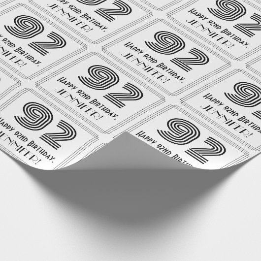 92e verjaardag: Art Deco geïnspireerde stijl "92"  Cadeaupapier (Hoek)