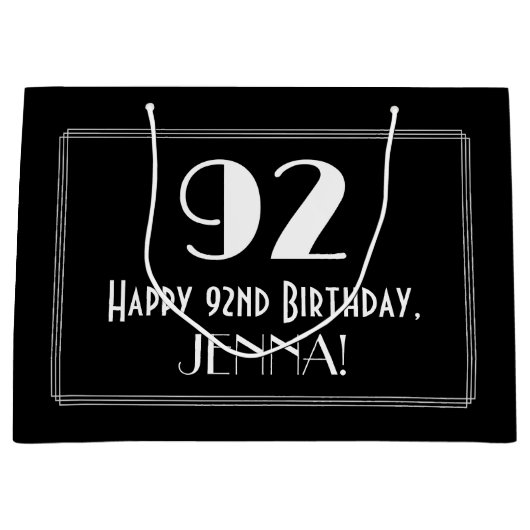 92e verjaardag: Art Deco Geïnspireerde stijl "92", Groot Cadeauzakje (Voorkant)