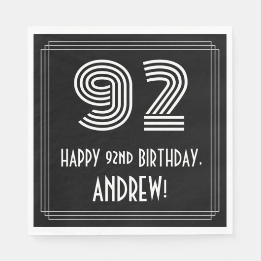 92e Verjaardag: Art Deco geïnspireerde uitstraling Servet (Voorkant)