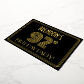 92e verjaardag — Art Deco Style "92" + Naam Folie Uitnodiging (Gedraaid)