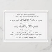 92e verjaardag — Art Deco Style "92" + Naam Folie Uitnodiging (Achterkant)