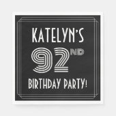 92e verjaardag: Art Deco Style + aangepaste naam Servet (Voorkant)