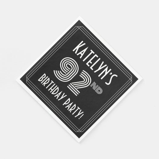 92e verjaardag: Art Deco Style + aangepaste naam Servet (Hoek)