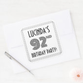 92e verjaardag: Art Deco Style + aangepaste naam Vierkante Sticker (Envelop)