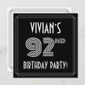 92e verjaardag: Art Deco Style met aangepaste naam Kaart (Voorkant / Achterkant)