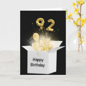 92e verjaardag ballonnen in witte doos kaart (Gele Bloem)