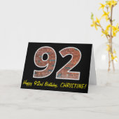 92e verjaardag - Brick Wall Pattern "92" met naam Kaart (Gele Bloem)