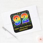 92e verjaardag: Colorful Music Symbols, Rainbow 92 Vierkante Sticker (Envelop)