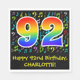 92e verjaardag - Colorful Music Symbols, Rainbow 9 Servet