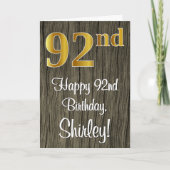 92e verjaardag: Elegant Faux Gold Kijk #, Faux Woo Kaart (Voorkant)