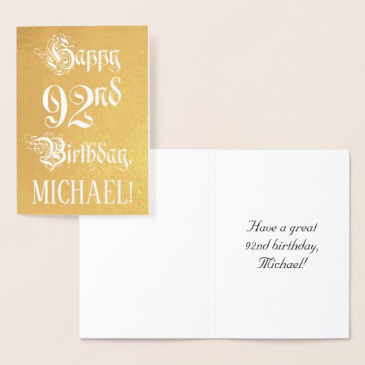 92e verjaardag: Elegant, Manuscript; de Naam van Folie Kaarten (Display)