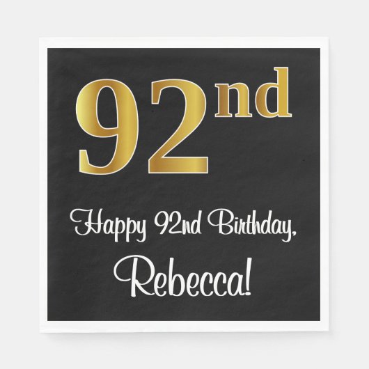 92e verjaardag ~ Elegante luxe faux gouden look # Servet (Voorkant)