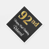 92e verjaardag ~ Elegante luxe faux gouden look # Servet (Hoek)