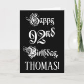 92e verjaardag: Fancy, elegant script + aangepaste Kaart (Voorkant)