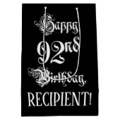 92e verjaardag: Fancy, elegant script + aangepaste Medium Cadeauzakje (Achterkant)