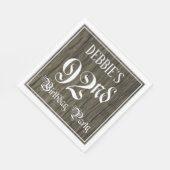 92e verjaardag — Fancy script, Faux Wood Kijk Servet (Hoek)