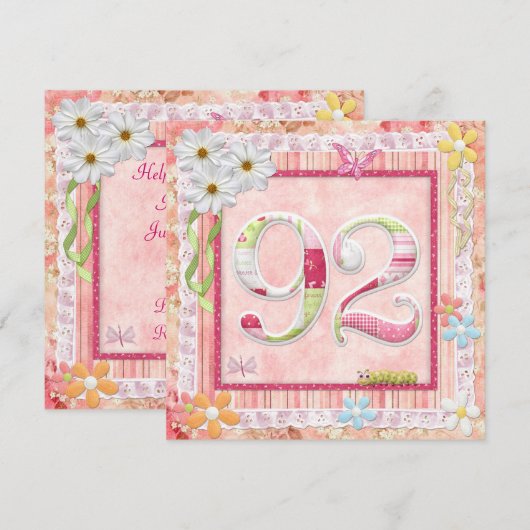 92e verjaardag feest scrapbooking stijl kaart (Voorkant / Achterkant)